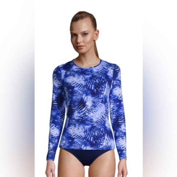 Women's Crew Neck Long Sleeve UPF 50 Sun Protection Modest Swim Tee-NWT - Picture 3 of 5